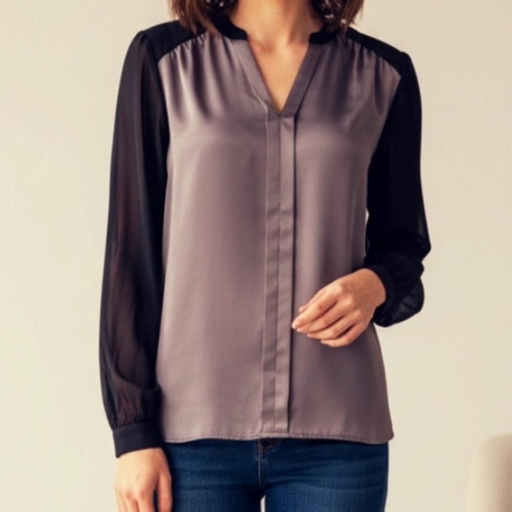 Kenneth Cole New York Elegant Black and Gray Blouse